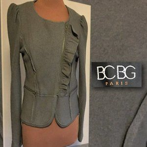 BCBG PARIS Wool Side Zip Ruffle Jacket Size M